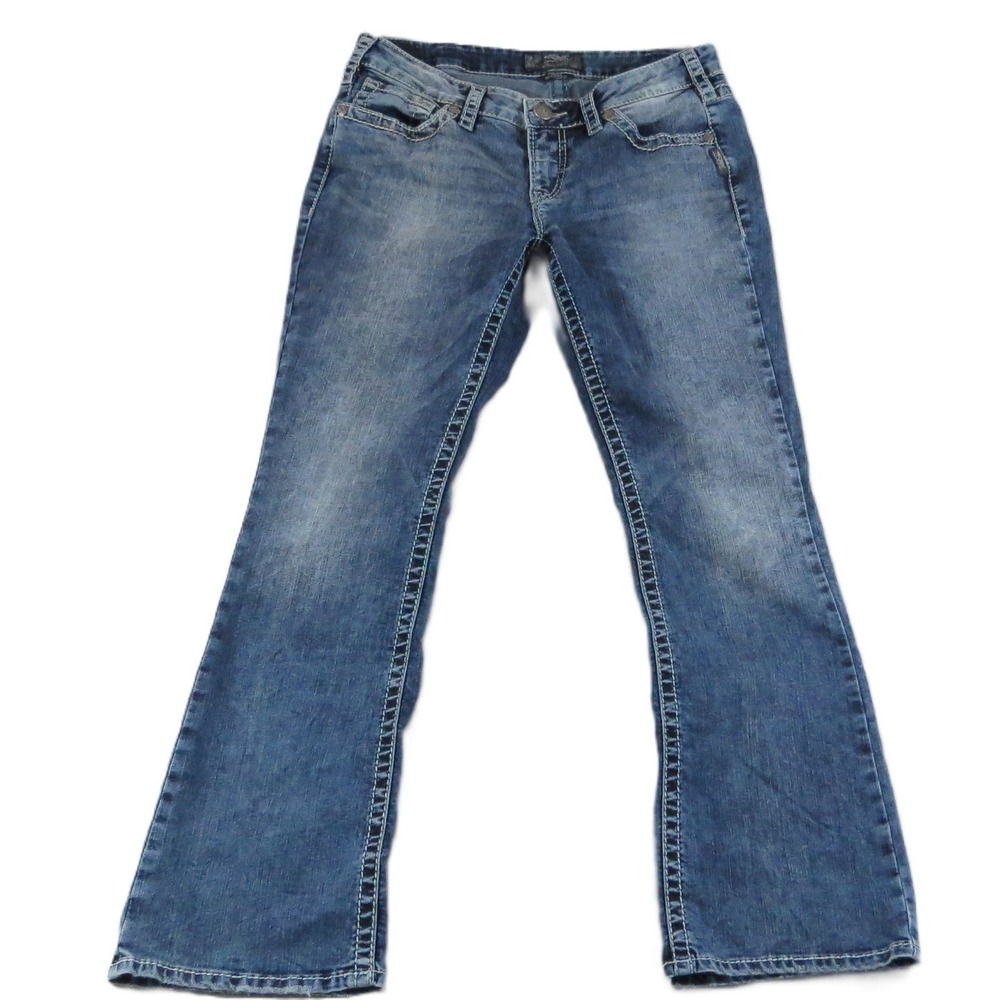 Silver Jeans‎ Aiko Womens 32x31 Mid Rise Bootcut Jeans Medium Wash Thick Stitch